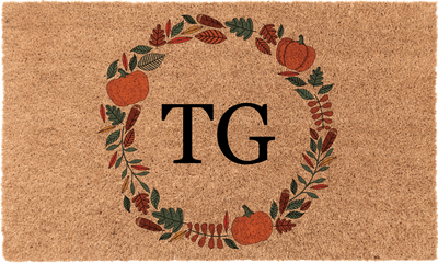 Thanksgiving Border Monogram | Coco Mats N More