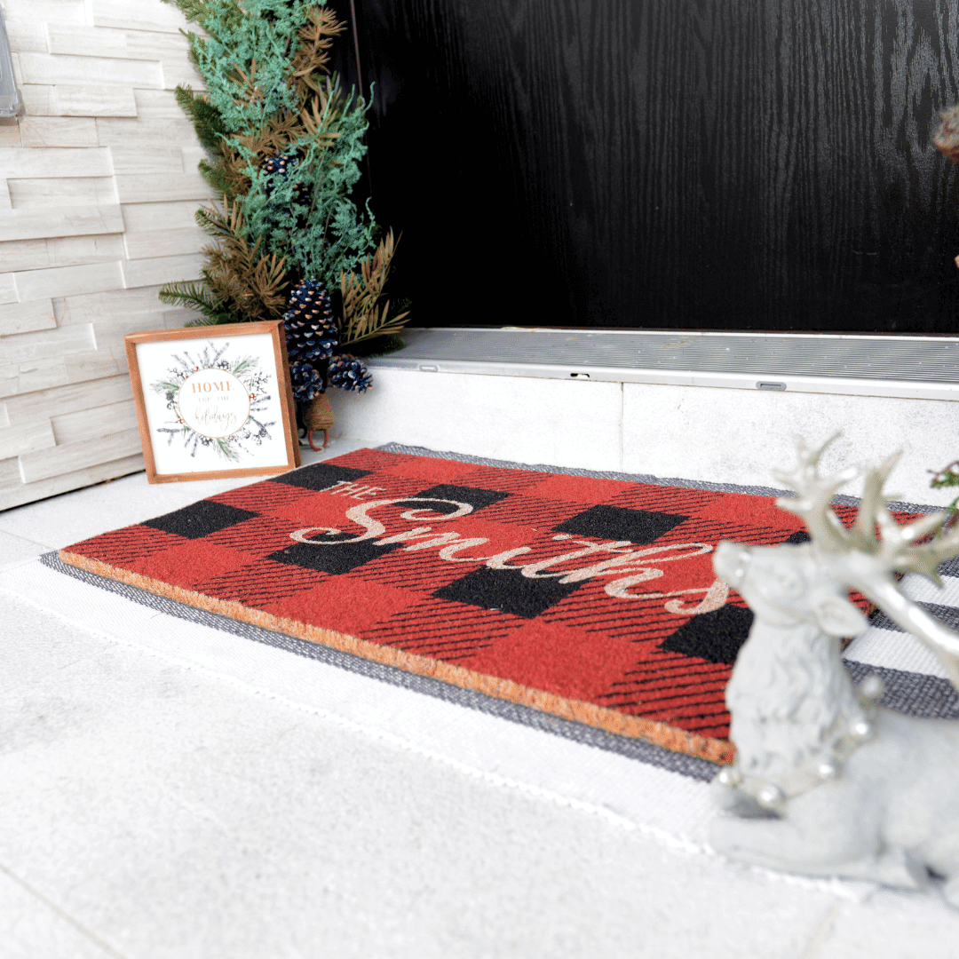 Personalized Checkered Christmas Doormat | Coco Mats N More