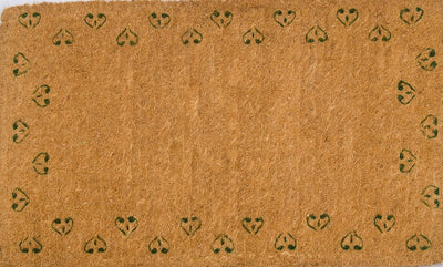 Sprinkled Hearts Handwoven Green Coco Doormat