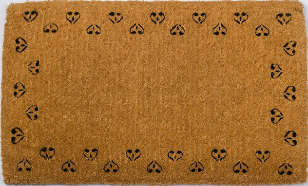 Sprinkled Hearts Black Handwoven Coco Doormat