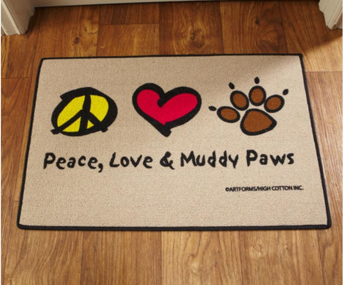 Peace, Love Muddy Paws Olefin Doormat