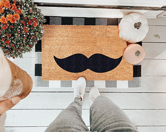 Mustache Vinyl Coir Doormat